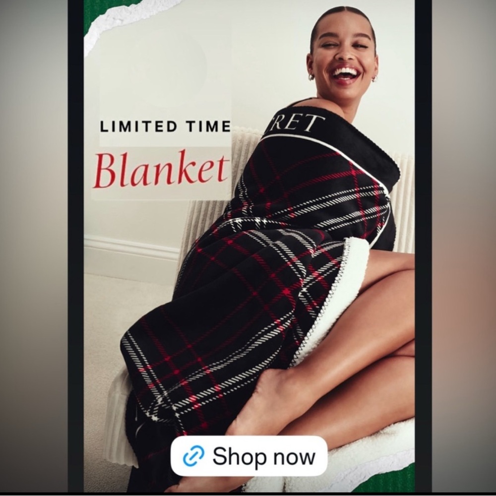 NWT Limited Edition VS Black and Red Plaid Blanket